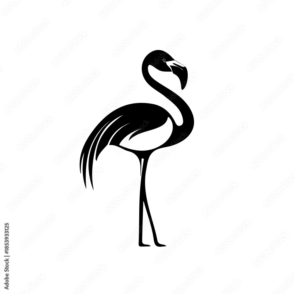 Naklejka premium Simple icon, A Minimalistic 2D flat icon featuring a flamingo set, clean vector design, illustration style, isolated on a white background, and modern elements in vector and EPS format.