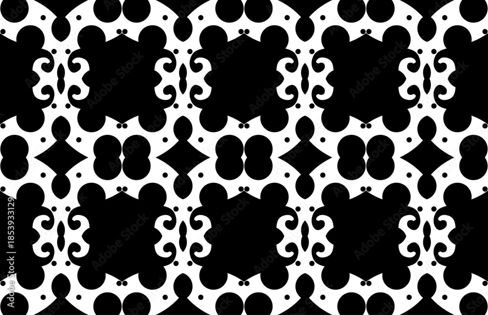 Fototapeta premium set of black and white seamless patterns background .