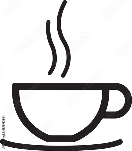 Minimal silhouette style vector tea cup logo design featuring clean black shapes, simple elegant line art, modern minimalist beverage icon ideal for café branding, tea shops, organic drink labels, pac