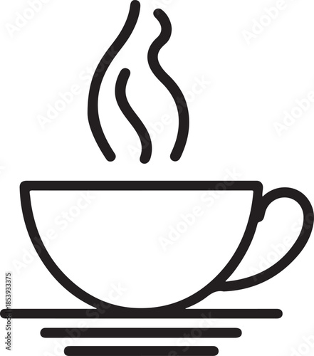 Minimal silhouette style vector tea cup logo design featuring clean black shapes, simple elegant line art, modern minimalist beverage icon ideal for café branding, tea shops, organic drink labels, pac