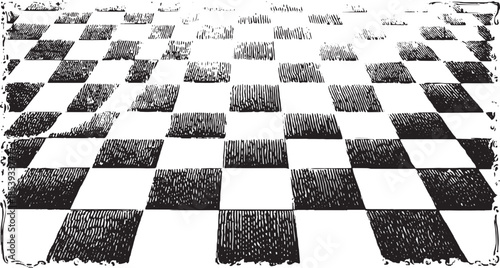 Checkerboard pattern in black and white. Flat vector illustration emphasizing geometric shapes and simple design.