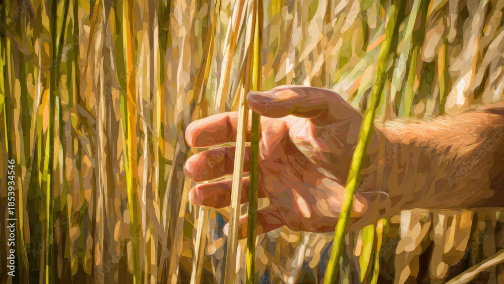 Fototapeta premium Hand in Field of Wheat