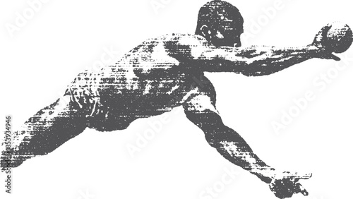 Athlete in a dynamic jumping pose, illustrating movement and energy. Monochrome vector illustration captures the essence of sport.