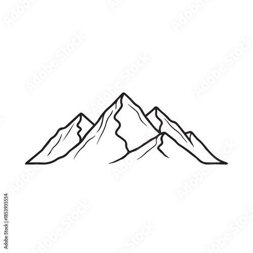 "Minimal Mountain Outline Symbol for Adventure, Nature Landscape and Hiking"
