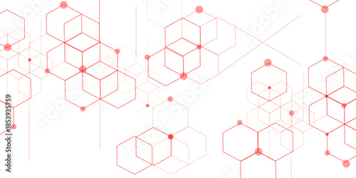 Geometric abstract red hexagon technology background.. Abstract honeycomb background.. Vector illustration of hexagons pattern, Creative idea for medical technology or science design.