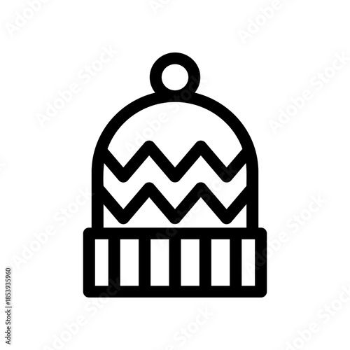 Cozy Knit Beanie With Zigzag Pattern And Pom Pom For Winter Fashion and Warmth