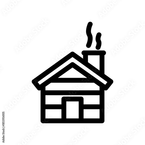 House With Chimney Icon Representing Home, Comfort, And Family Living In A Cozy Home