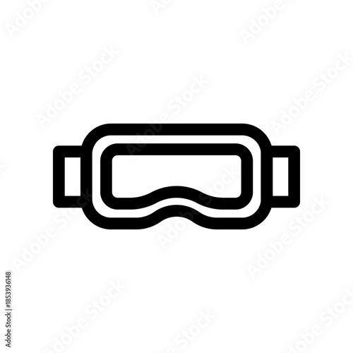 Goggles Icon: Black Outline Safety Eyewear Illustration for Sports and Protection