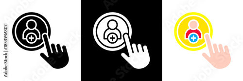 Follow Button Icon Set Glyph vector Illustration