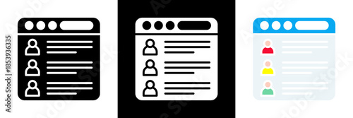 Friend List Icon Set Glyph vector Illustration