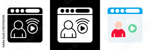 Live Stream Icon Set Glyph vector Illustration