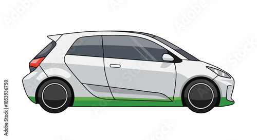 Modern electric car side view illustration, clean and efficient automotive design