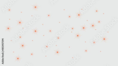 Orange and yellow starbursts scattered on a light gray background