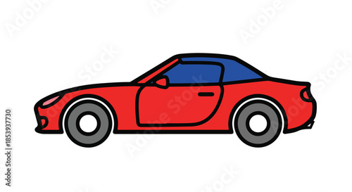 Red convertible sports car illustration, sleek design, top down, ready for adventure