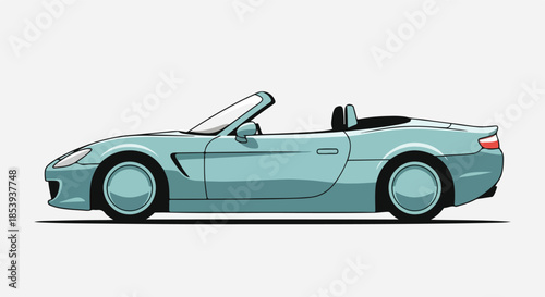 Sleek Side View of a Modern Light Blue Convertible Sports Car Illustration for Automotive Design