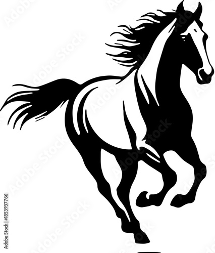 Horse Logo Black and White Vector Icon