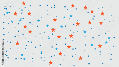 Red and blue stars scattered on a light gray background