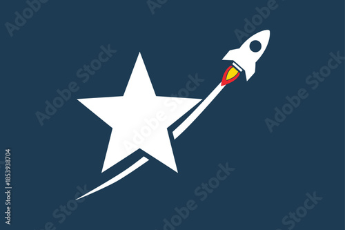 Modern Starburst and Rocket Ship Graphic Element for Tech and Growth