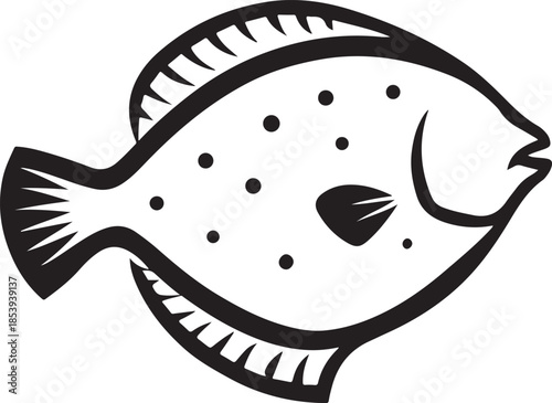 Flatfish silhouette illustration flat design vector graphics isolated on transparent bg