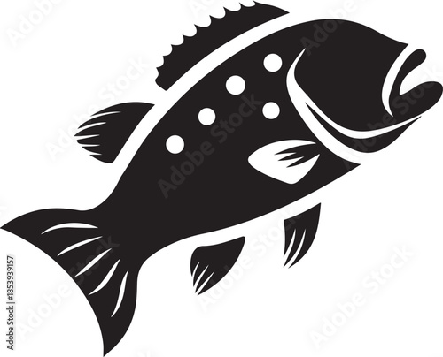 Spotted grouper fish silhouette vector illustration marine animal for seafood menu design