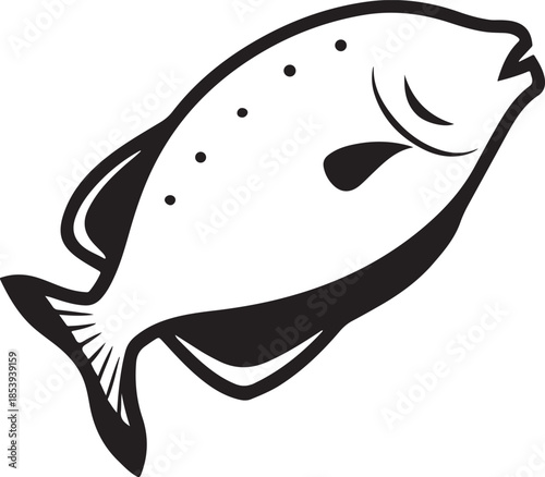 Tilapia fish silhouette illustration simple line art style for aquaculture logo design