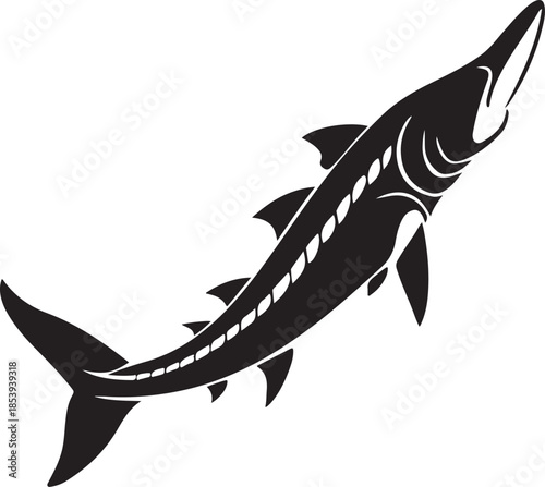 Black silhouette of a barracuda on checkered background vector