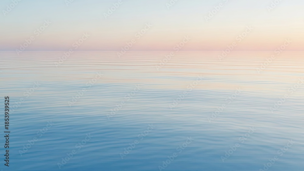 Obraz premium Serene Ocean Horizon at Sunrise with Soft Pastel Sky.