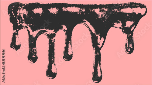 Cow droplet graphic in black and pink. Unique vector illustration showcasing milk texture in a modern flat design set.