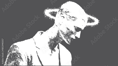 Abstract human silhouette in monochrome style. Digital vector illustration features a unique head design with a modern graphic concept.