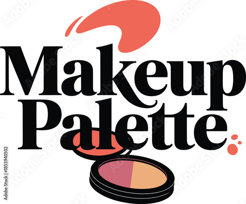 Makeup palette with colorful eyeshadow and blush