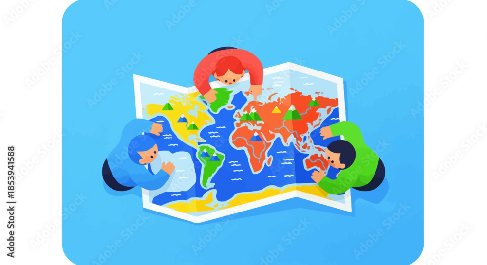 Naklejka premium Child Learning World Geography