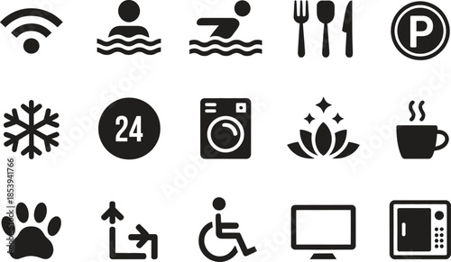 User Interface Accessibility Icon Silhouette Vector Set, App System Navigation Symbols Collection Isolated On White Background