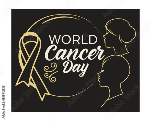 World Cancer Day Black and Gold Stylish Typography Poster