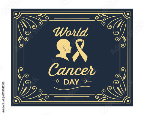 World Cancer Day Black and Gold Stylish Typography Poster