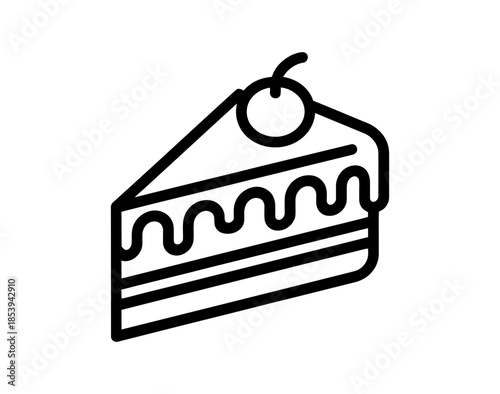 Delicious slice of cake with cherry on top