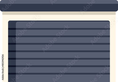 Modern garage door is closing, providing a sense of security and protection for the belongings inside