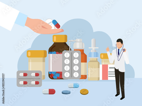 medical personnel prescribe treatment medicines rx medical prescription