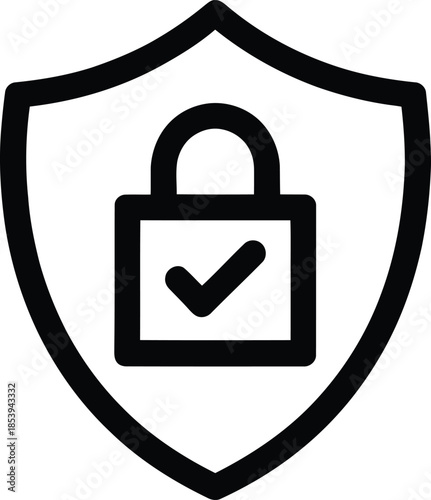 Secure protection icon with lock and shield