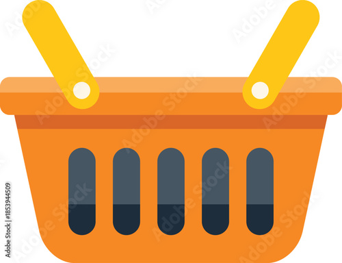 This vector illustration features an empty shopping basket, symbolizing the potential for purchasing and consumerism