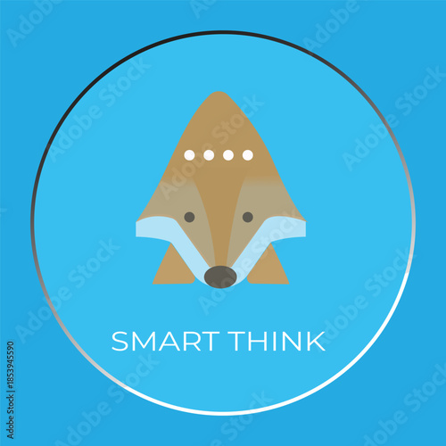 Smart Think Creative Fox Logo Icon on Blue Background