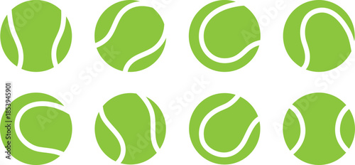 A vector icon set of tennis and padel balls, showcasing both filled and outline styles for sports design