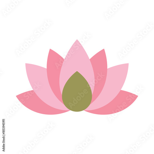 Aesthetic pink lotus flower with green center, a symbol of purity, enlightenment, and peace