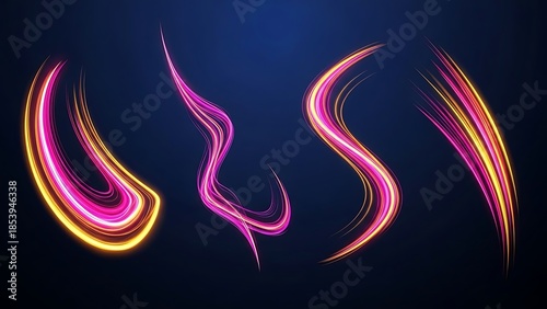 Colorful light trails abstract motion design on dark background