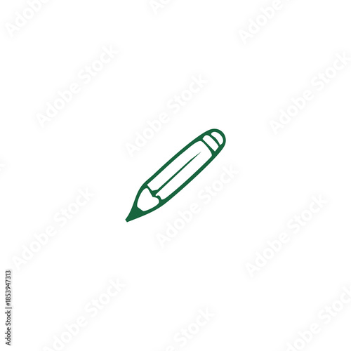 A green pencil illustration on a white background, minimalist design