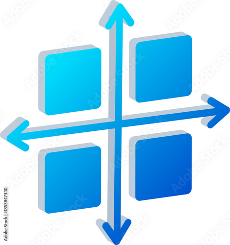 3D Blue Matrix Direction Control Icon