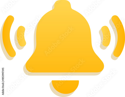 3D Yellow Notification Bell Alert Icon