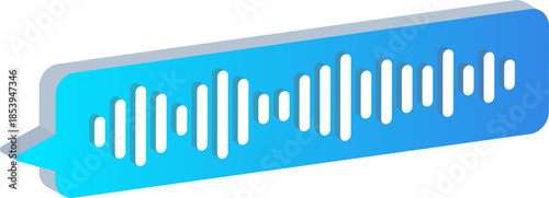 3D Blue Voice Message Audio Icon