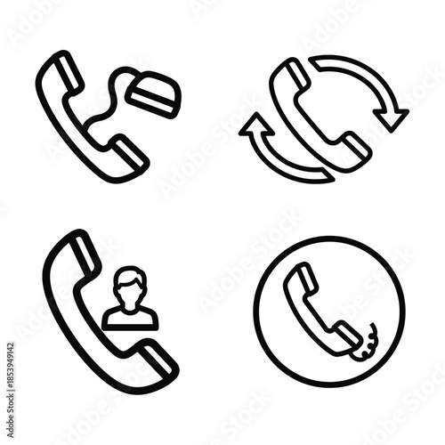 Telephone icons for communication and call services