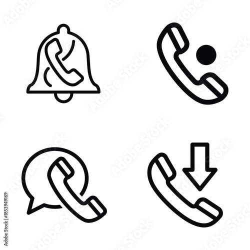 Telephone icons including ringing phone receiver and call symbols