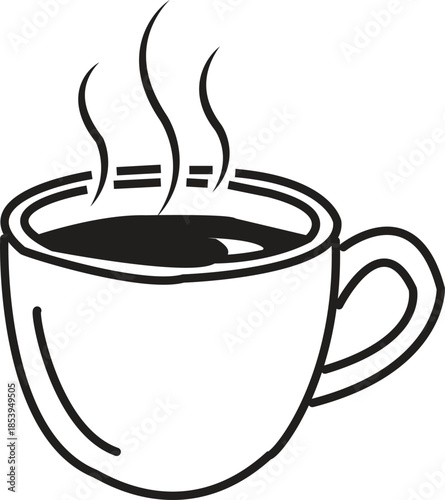 Steaming hot beverage in a simple cup, ideal for a morning drink icon or graphic design
